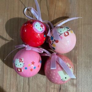 Sanrio Hello Kitty 2014 pink ball ribbon Christmas Ornaments Set